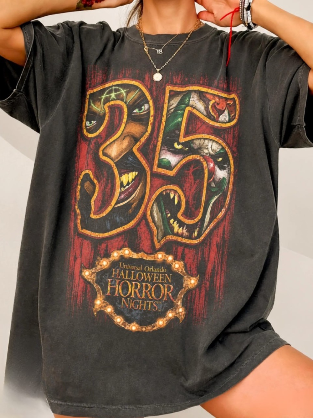 Halloween Horror Nights Black Graphic Tee with '35'